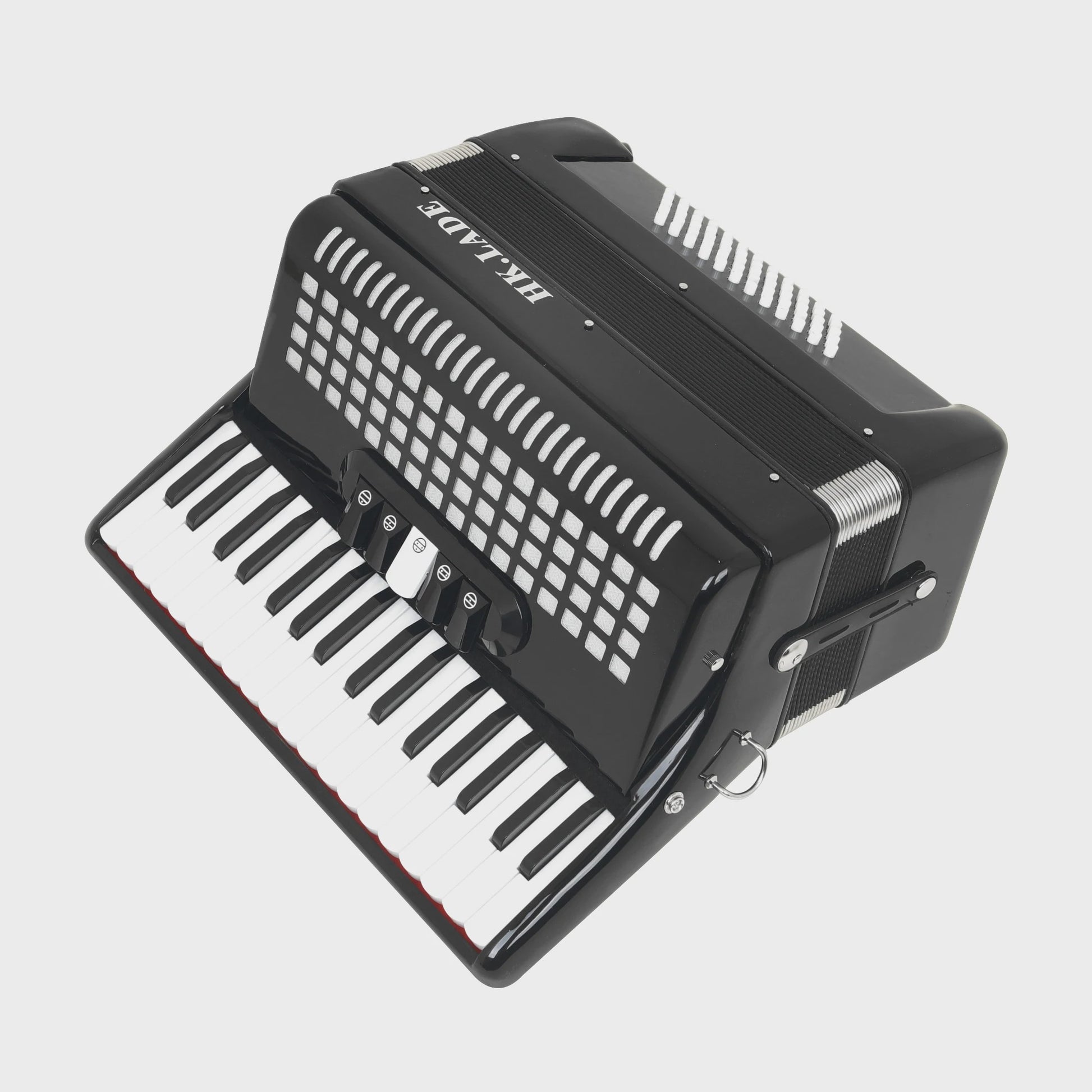 HK LADE Professionele Bayan Accordeon - Zwart, 34 Toetsen, 60/72 Bass, 5 Stemmig