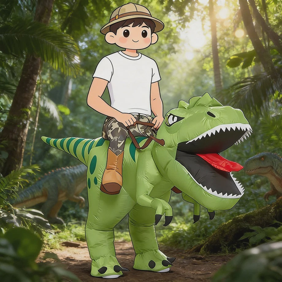Opblaasbaar T-Rex Kostuum - Draak Rijden Dinosaurussen Outfit voor Kinderen