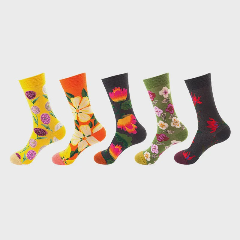 Unisex Katoenen Sokken met Vrolijke Fruit, Dieren & Kunst Prints - Hip Hop & Skateboard Stijl