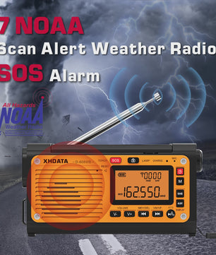 Noodweer Radio XHDATA D-608WB - Crank, NOAA Alert, Bluetooth & Powerbank