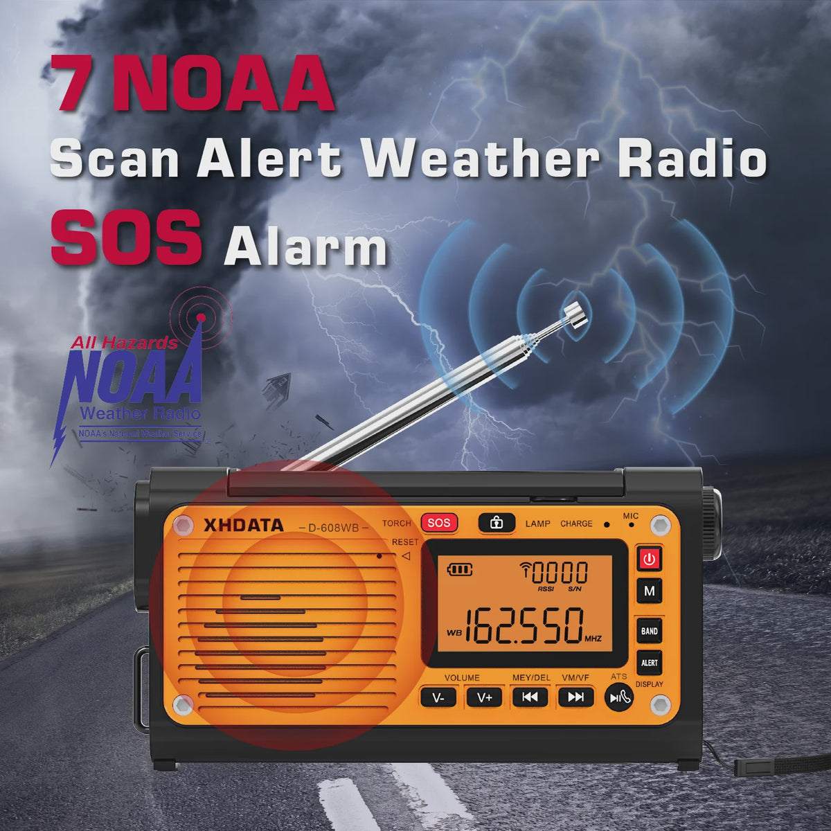 Noodweer Radio XHDATA D-608WB - Crank, NOAA Alert, Bluetooth & Powerbank