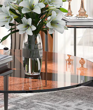 Glazen salontafel 80 cm – modern met zwart metalen poten