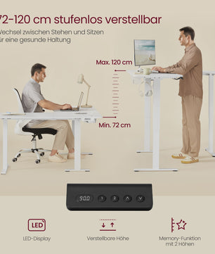 Elektrisch In Hoogte Verstelbaar L-Bureau met Laadstation - 140x160 cm