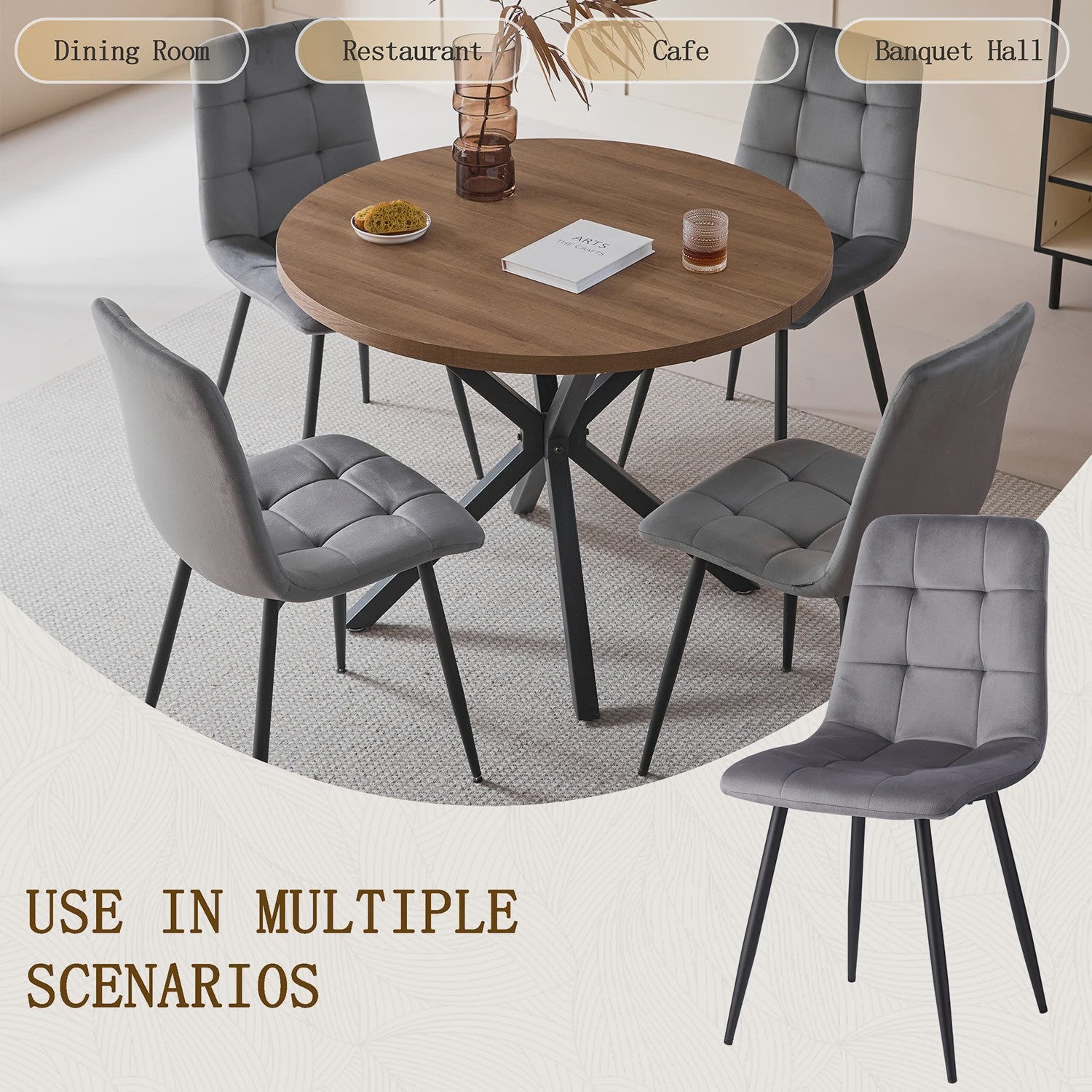 Moderne Velours Eetkamerstoelen (2/4/6 stuks) - Scandinavisch Design met Gevoerde Zitting