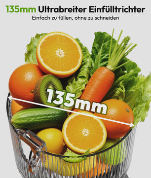 Koude pers slowjuicer met 135mm vulschacht, 220W, 0.7L, 3-voudig filtersysteem - Zwart