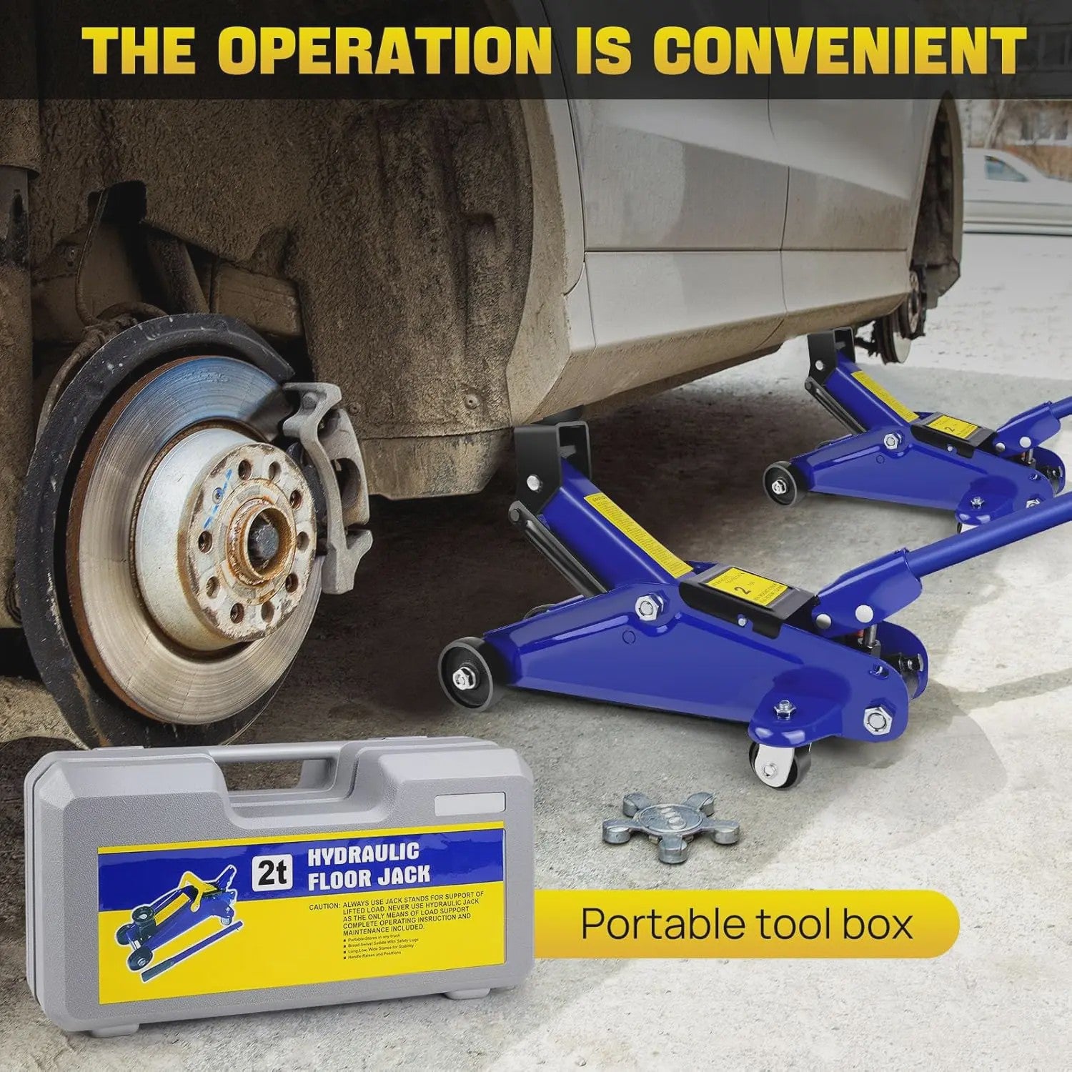 Robuuste Autokrik Set: 2 Ton Hydraulische Trolleykrik met 3 Ton Assenbokken voor Garage & Werkplaats