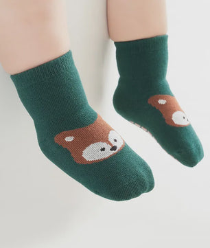 6 Paar Antislip Sokken Kinderen - Schattige Dierenprint (Vos & Beer) - Comfortabel voor Peuters