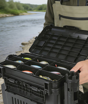 Waterdichte Vis Tackle Box met Hengelhouder - 2 Lagen Opbergorganizer