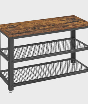 VASAGLE Schoenbank met 2 Metalen Roosters - Entree & Hal Organizer - 73x30x45 cm