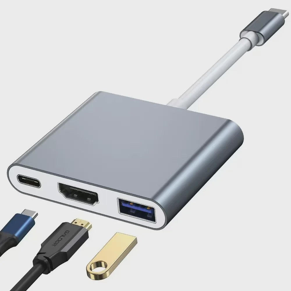 3-in-1 USB-C Hub: PD 100W Opladen, 4K HDMI & USB 3.0