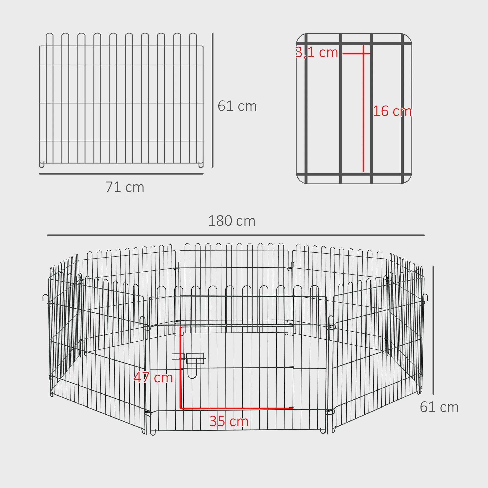 Pawhut Opvouwbaar Hondenren - Speelpen met 8 Panelen voor Training en Veiligheid