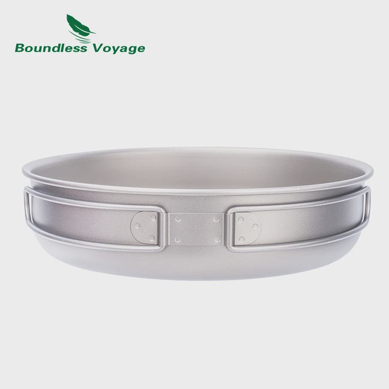 Lichtgewicht Titanium Koekenpan met Opvouwbaar Handvat - Ideaal voor Camping & Outdoor Koken