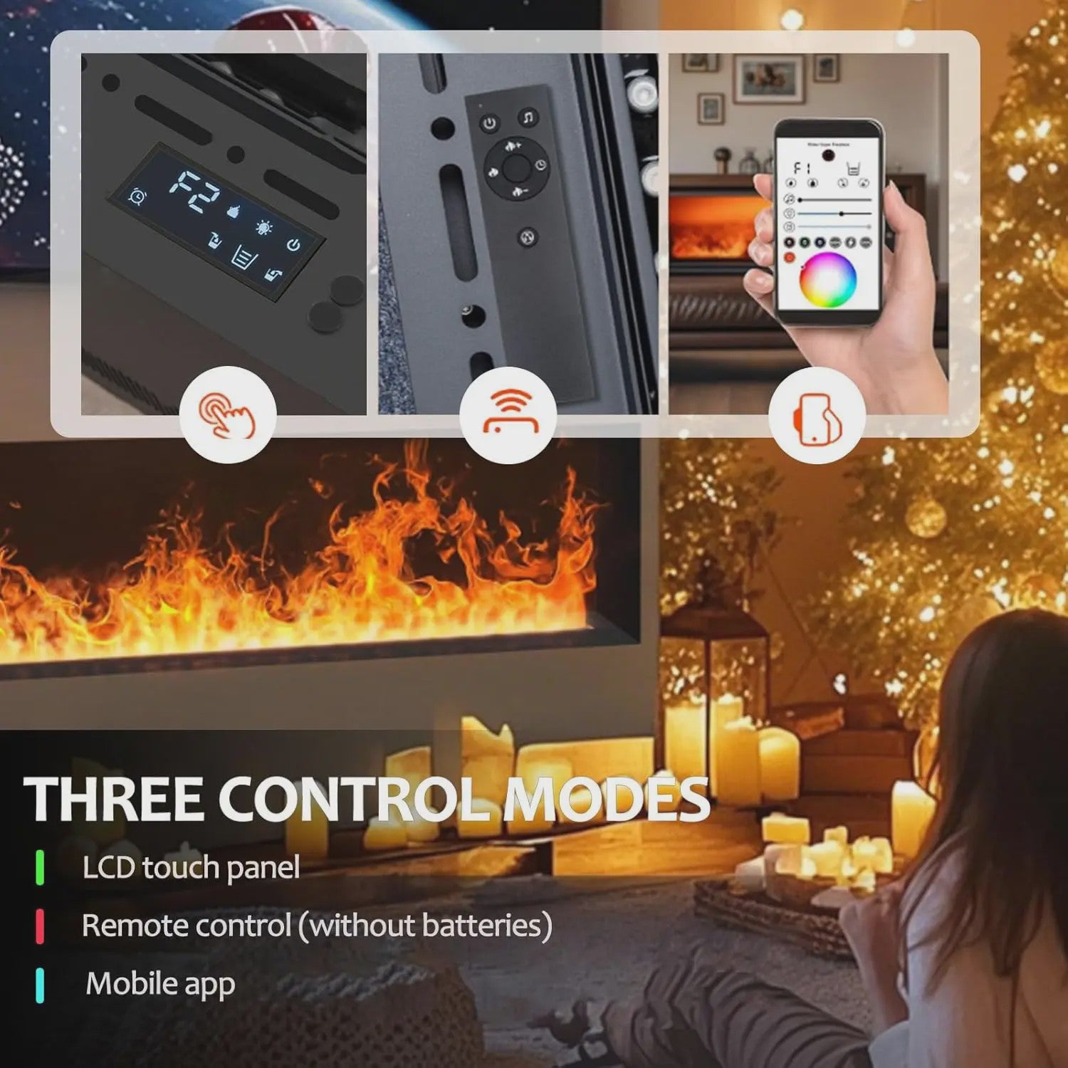 3D Water Mist Sfeerhaard met Afstandsbediening en App Bediening - Realistische Vlammen