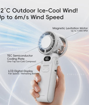 Draagbare Handheld Ventilator met 3600mAh Batterij, 100 Windsnelheden & LCD Display