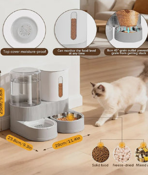 Automatische Voer- en Waterdispenser voor Katten & Honden - 2.4L Droogvoer & 2.6L Water