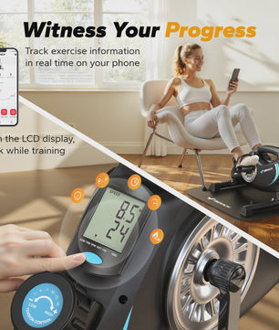 MERACH Mini Hometrainer Fiets - Stille Onder Desk Bike met App voor Arm & Been Training