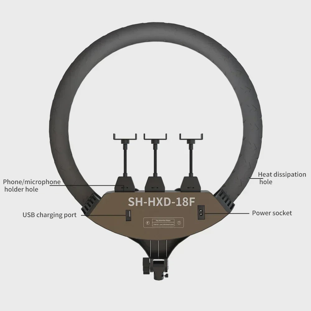 18 Inch Ring Light LED Videolamp met Statief & Telefoonhouder - Perfect voor YouTube, Live Streaming & Fotografie