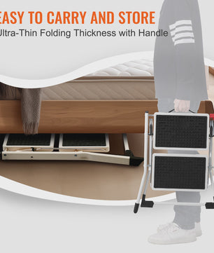 Opvouwbare 2-treden trapkruk met anti-slip pedalen en hoge draagkracht (150 kg)