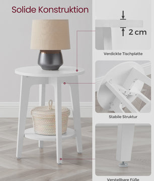VASAGLE Ronde Bijzettafel met Opberglaag - Modern Design, 40x50 cm