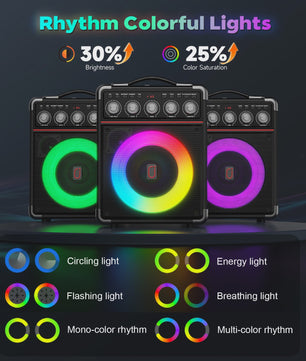 TX05 Karaoke Machine met 2 Draadloze Microfoons & RGB Licht