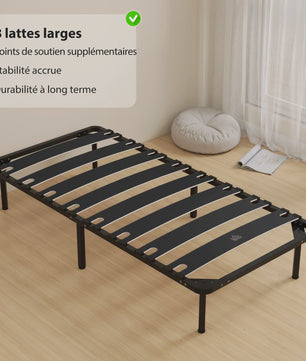 HOMCOM Bedframe 90x190 cm - Stevig Lattenbodem Bed met Opbergruimte