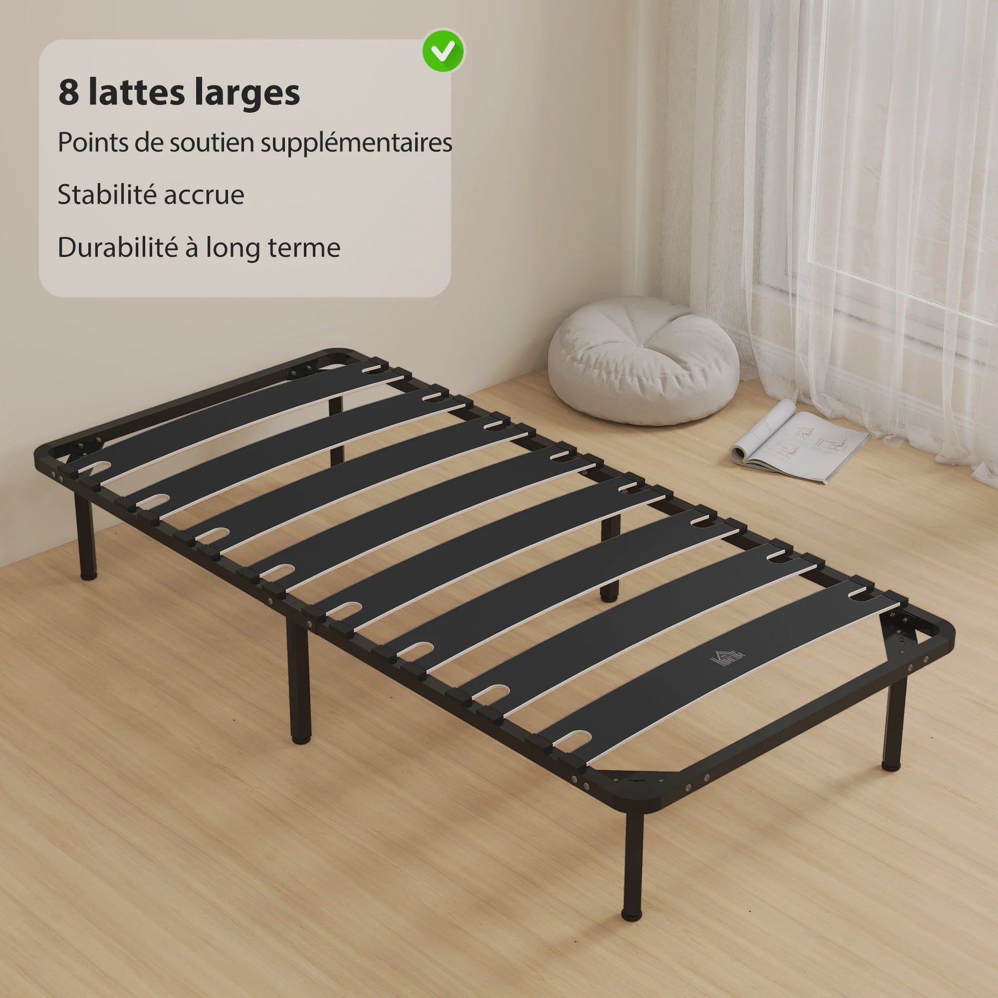 HOMCOM Bedframe 90x190 cm - Stevig Lattenbodem Bed met Opbergruimte