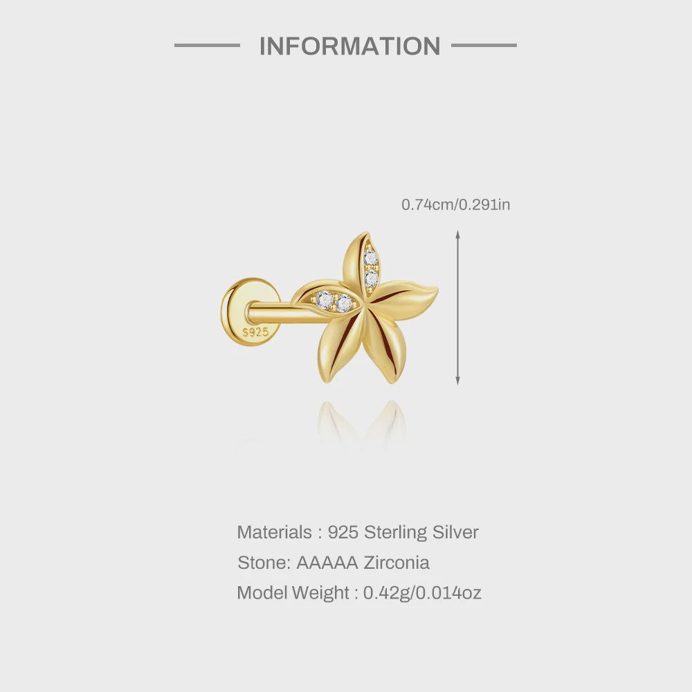 925 Sterling Zilveren Kolibrie Oorbellen Dames - 18K Goudkleurig Platte Achterkant Studs