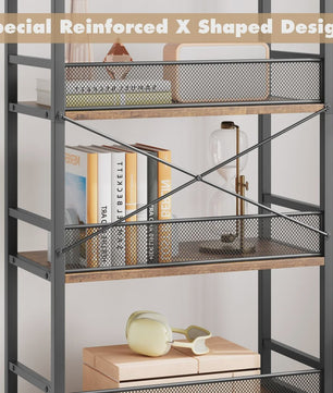 Industriële Boekenkast met 4 Open Planken en 2 Lades - Rustiek & Farmhouse Stijl