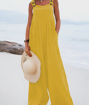 Zomerse Wijde Pijp Jumpsuit met Bretels - Casual en Comfortabel