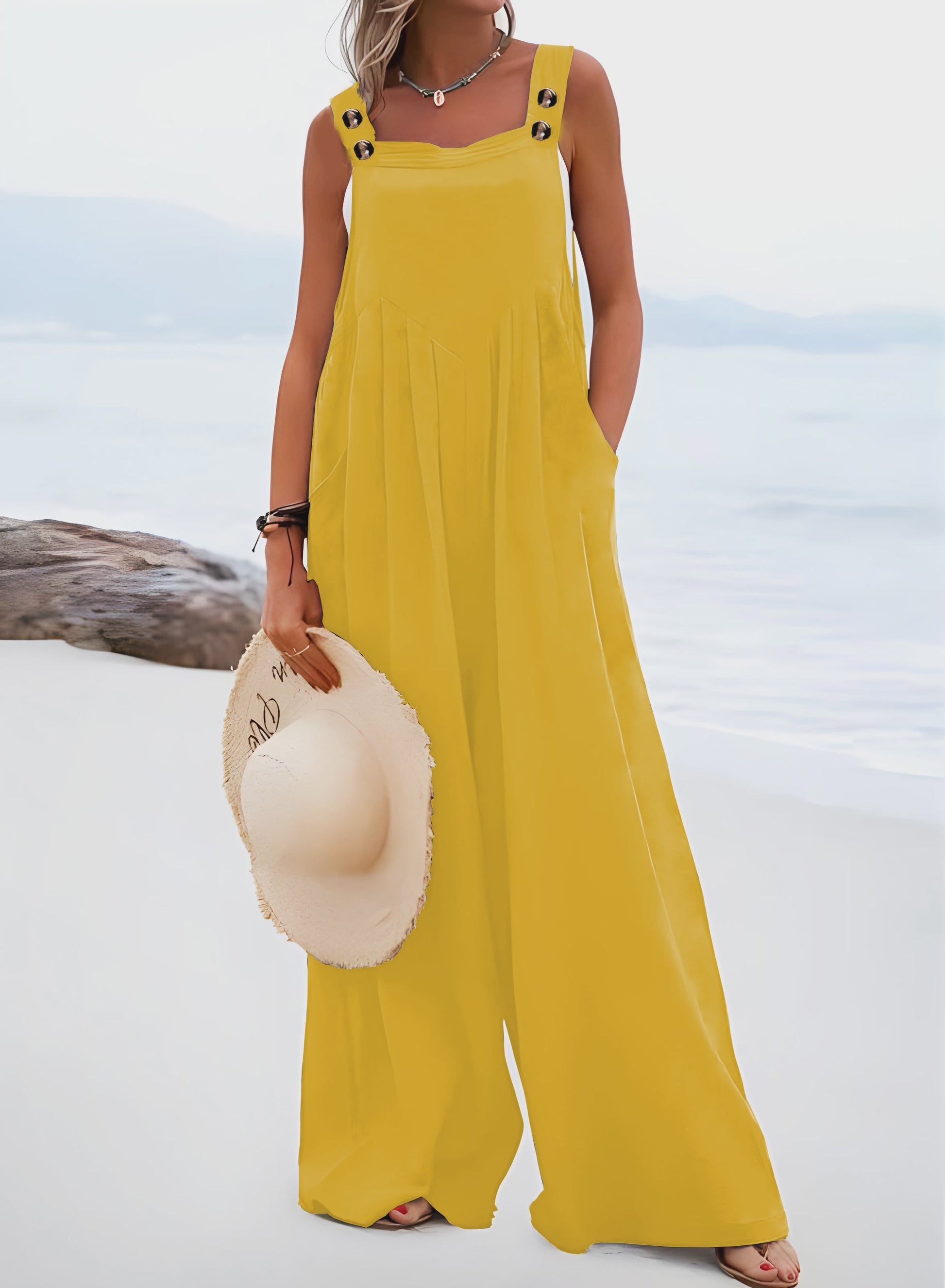 Zomerse Wijde Pijp Jumpsuit met Bretels - Casual en Comfortabel