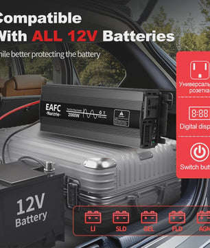 Krachtige Pure Sine Wave Omvormer 2000W/3000W/4000W - 12V/24V naar 220V AC