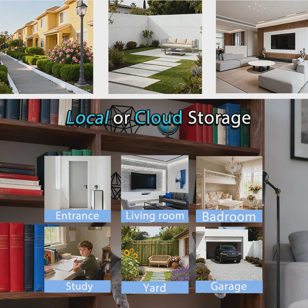 2x WiFi Dual Lens Beveiligingscamera - Waterdicht, Binnen/Buiten, Bewegingsdetectie, Cloud Opslag