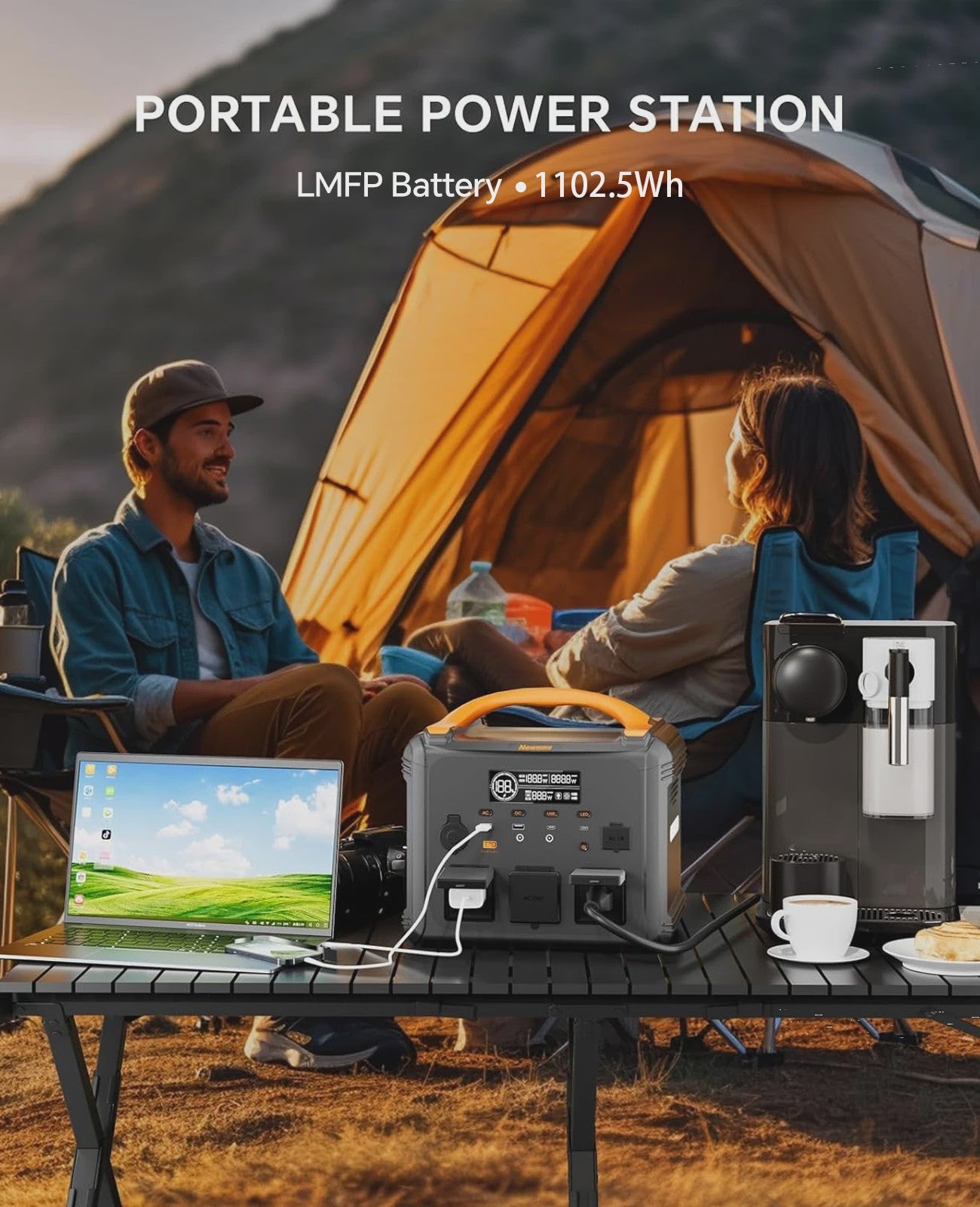 Necespow S1210/S2000 Power Station: 2000W, 1102.5Wh Accu, MPPT Solar Generator