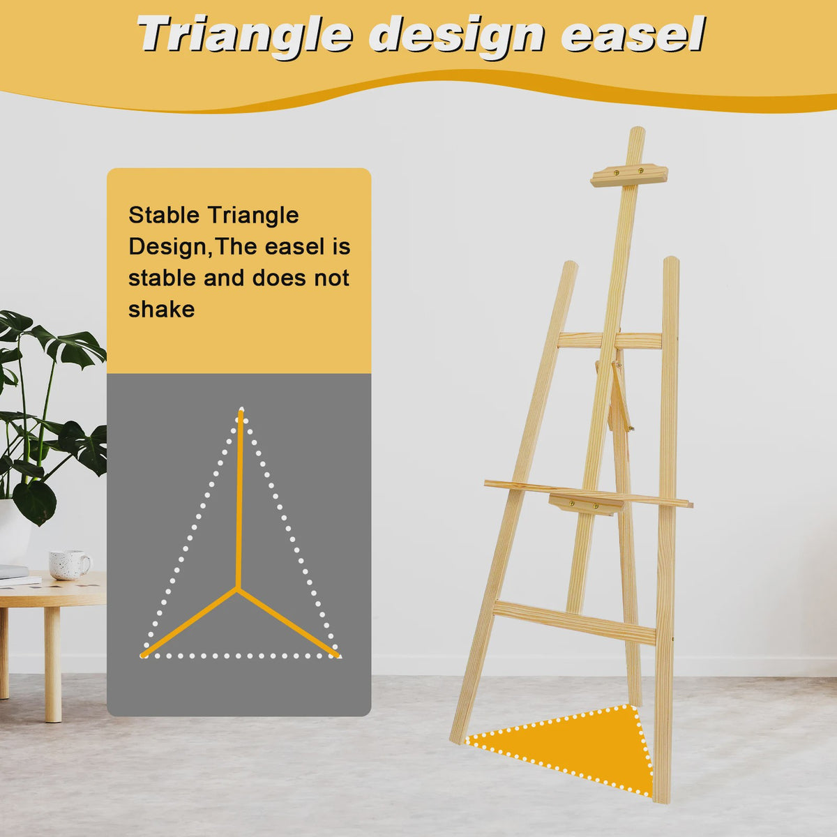 Houten Ezel 150cm - Verstelbare Display Stand voor Schilderijen, Bruiloften & Posters