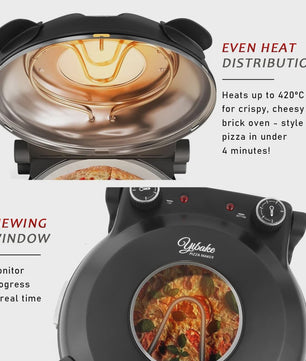 Elektrische Pizzaoven 12 Inch - 1200W met Keramische Steen & Precisie Temperatuurregeling tot 420°C