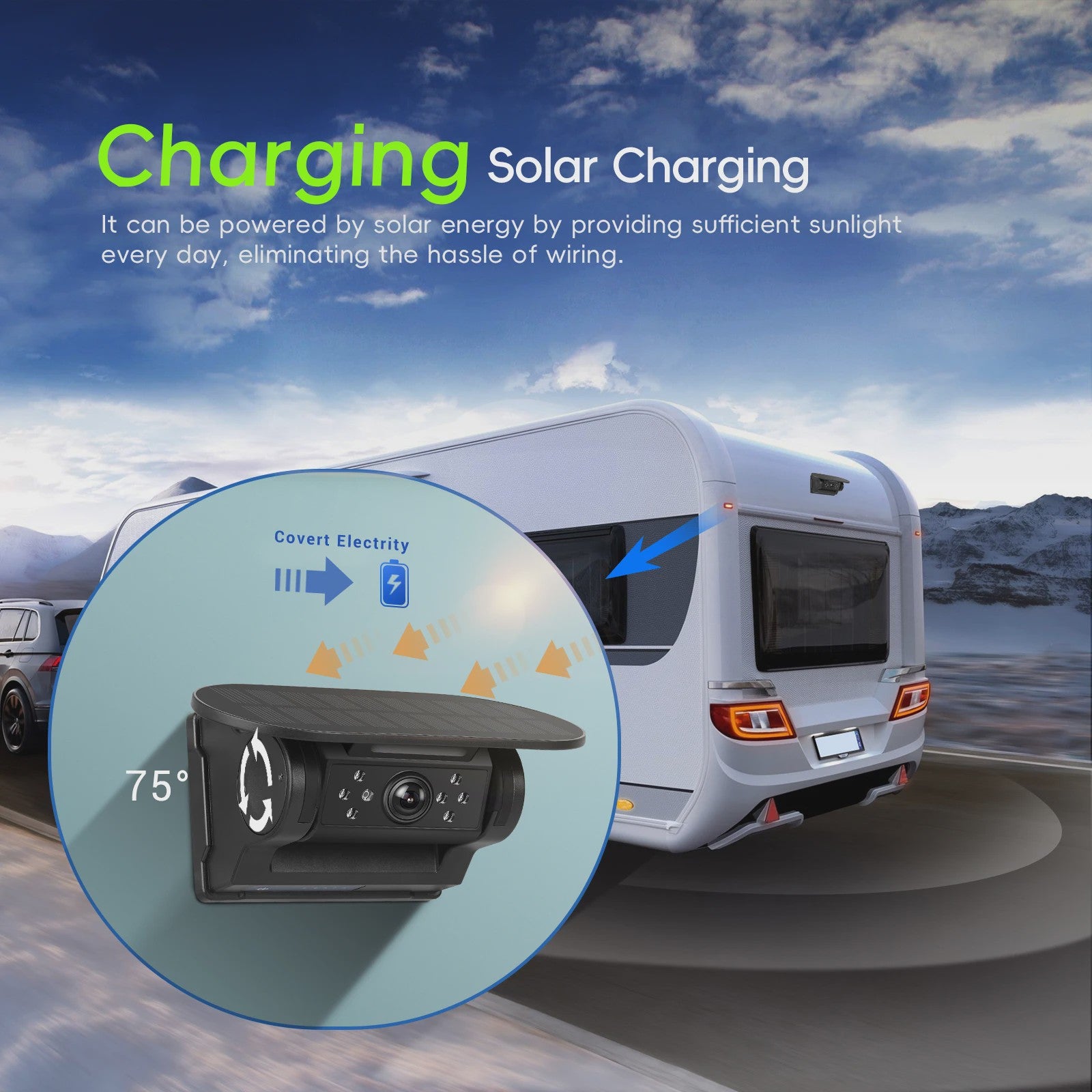 Draadloze Solar Auto Camera HD 720P met Nachtzicht & WiFi - IP67 Waterdicht