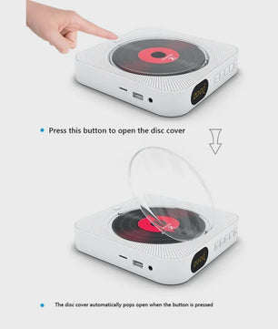 Draagbare Bluetooth CD Speler met Stereo Geluid, LED Scherm en Wandmontage