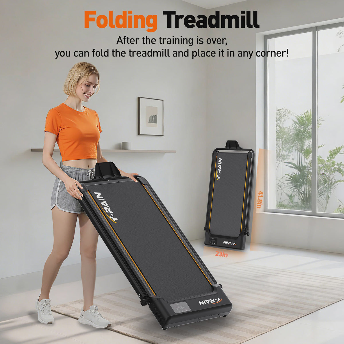 Y-RAIN 3-in-1 Opvouwbare Loopband met 0-9% Incline, 3.0PK Stille Motor, 150kg Belasting, Afstandsbediening