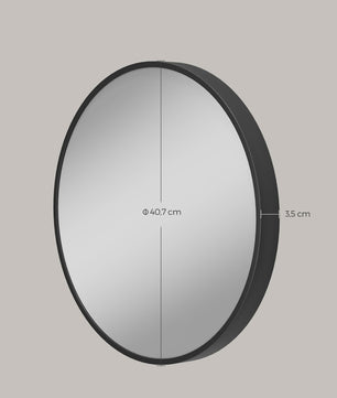 Ronde Wandspiegel Zwart Metaal Ø 40.7 cm - Stijlvol voor Badkamer en Woonkamer