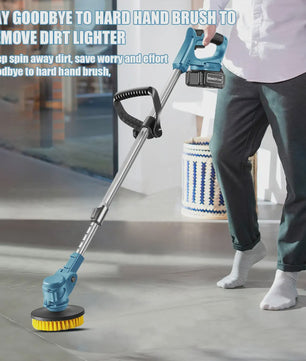 Draadloze Spin Scrubber: 800W Elektrische Schoonmaakborstel met Telescoopsteel & 21V Batterij