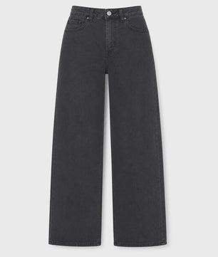 High Waist Wide Leg Jeans Dames - Zwart Ombre Vintage Wash