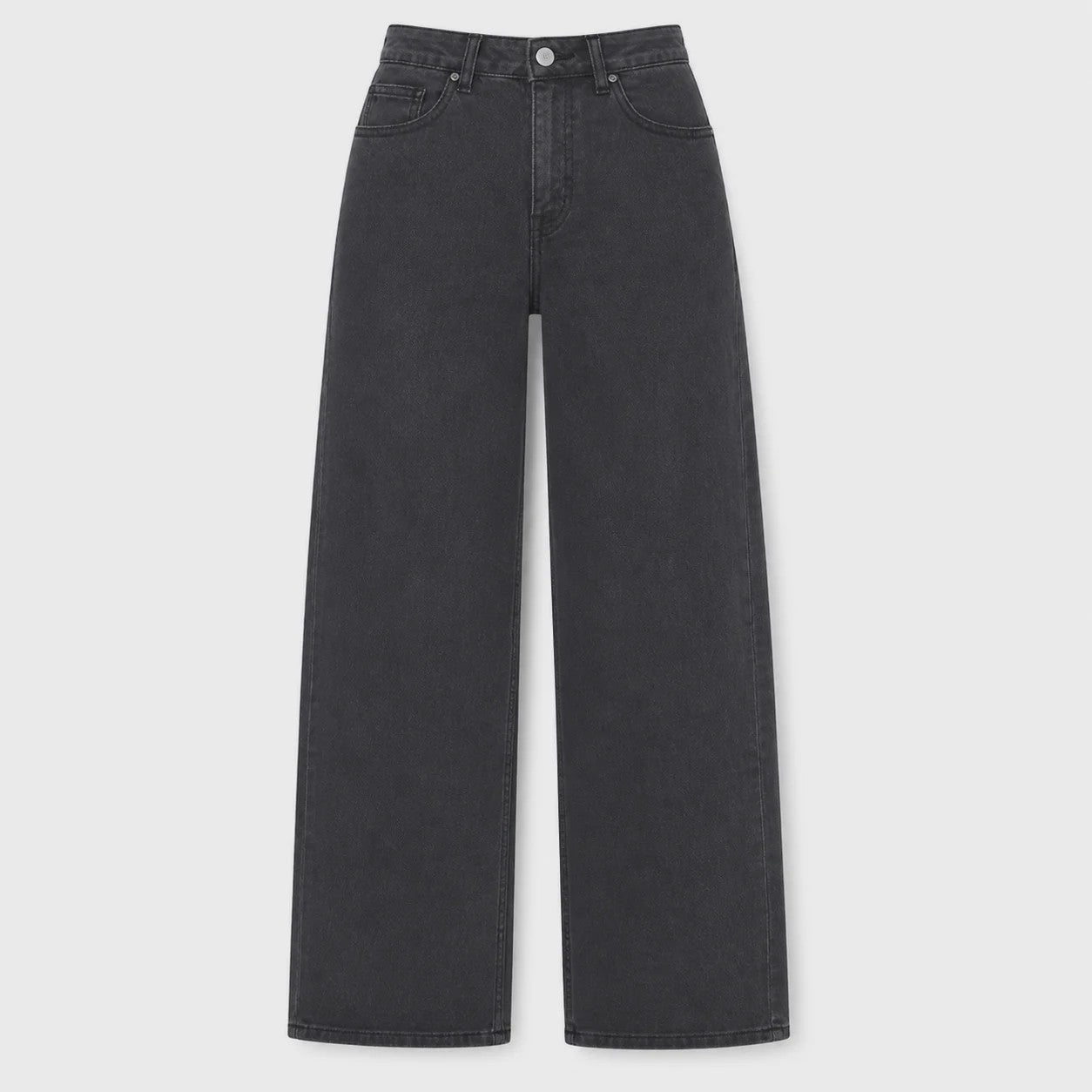 High Waist Wide Leg Jeans Dames - Zwart Ombre Vintage Wash