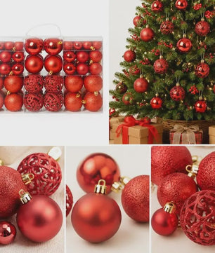 100 Delige Kerstballen Set Rood - Diverse Maten (3/4/6 cm)