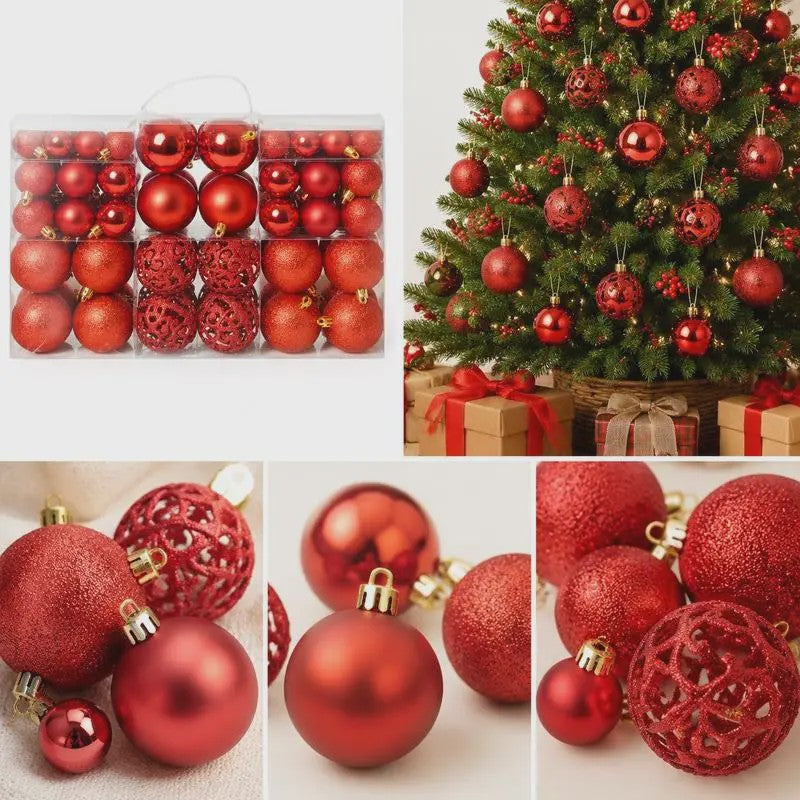 100 Delige Kerstballen Set Rood - Diverse Maten (3/4/6 cm)
