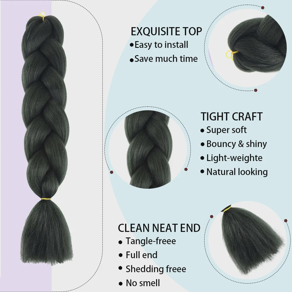 24 Inch Jumbo Braiding Hair Synthetisch Haar Ombre Crochet Braid Extensions voor Dames