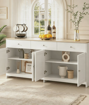 Ruime Buffetkast met 3 Lades en 4 Deuren - Oak Look Blad