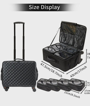 Professionele Make-up Koffer met Wieltjes en Uitschuifbare Handgreep - Grote Capaciteit