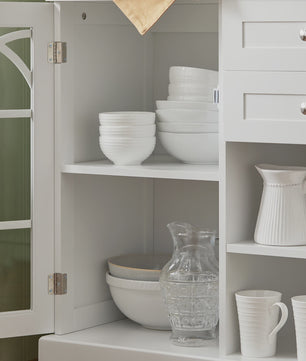 Wit Sideboard met 2 Glazen Deuren en 2 Lades - Stijlvolle Buffetkast voor Woonkamer of Hal