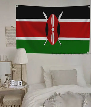 Kenya Vlag Banner - Duurzaam Polyester met 4 Ophangogen - Decoratie voor Binnen & Buiten