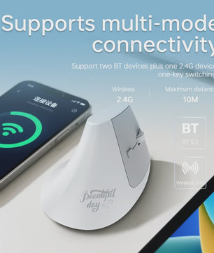 Ergonomische Verticale Draadloze Muis - Oplaadbaar, Bluetooth & 2.4G